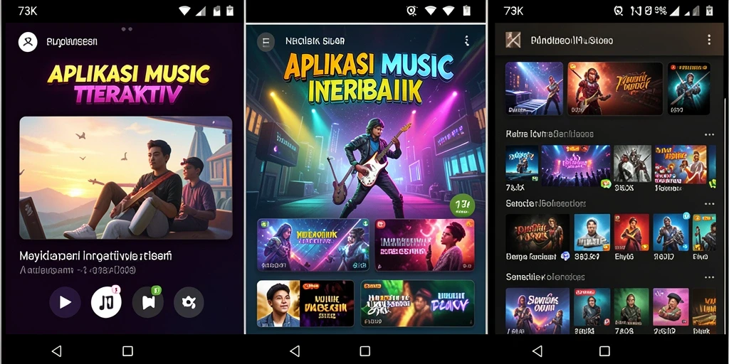 Screenshot utama 73K menampilkan pengalaman gameplay musik yang seru.