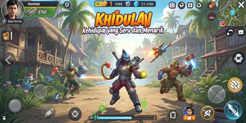 Tampilan gameplay yang menarik dari 8768 dalam simulasi kehidupan.