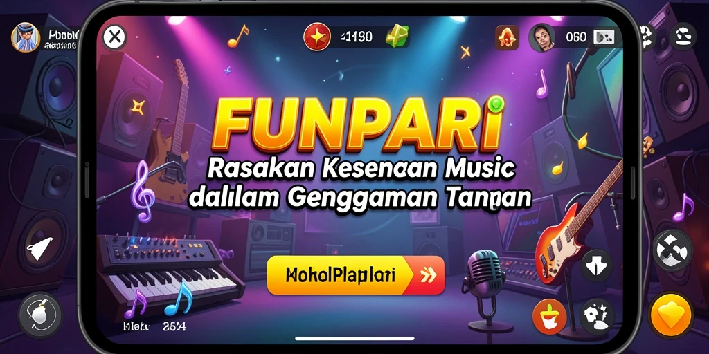 Screenshot FUNPARI menampilkan gameplay interaktif yang memukau.