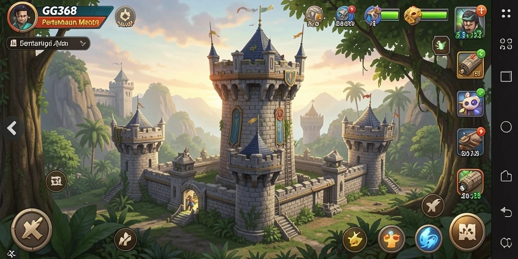Screenshot gameplay GG368 dengan adegan seru Tower Defense.