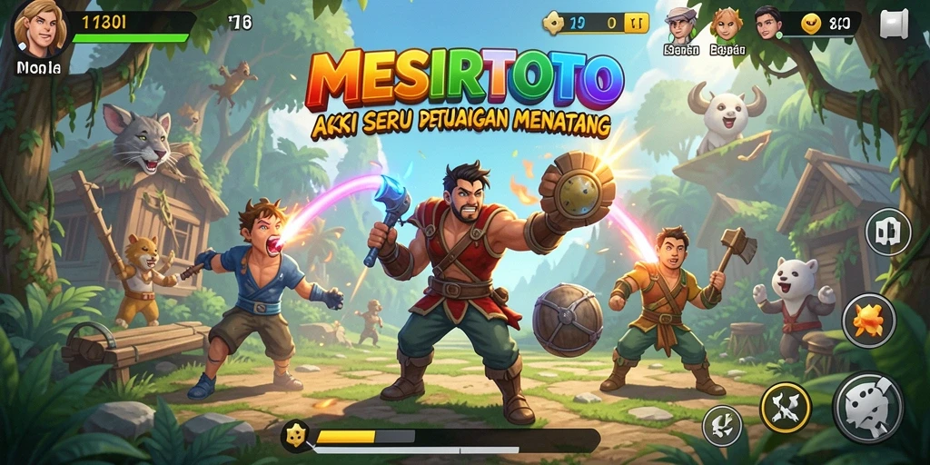 Screenshot gameplay MESIRTOTO menampilkan aksi mendebarkan di tengah pertempuran.