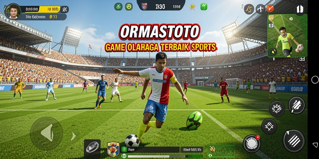 Tampilan gameplay seru di ORMASTOTO, menampilkan aksi olahraga yang mendebarkan.