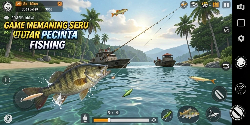 Screenshot gameplay RR33 yang menampilkan pengalaman memancing seru.