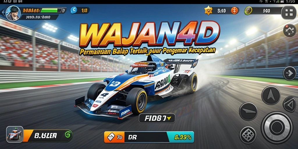 Screenshot gameplay WAJAN4D yang menunjukkan aksi balap mendebarkan.